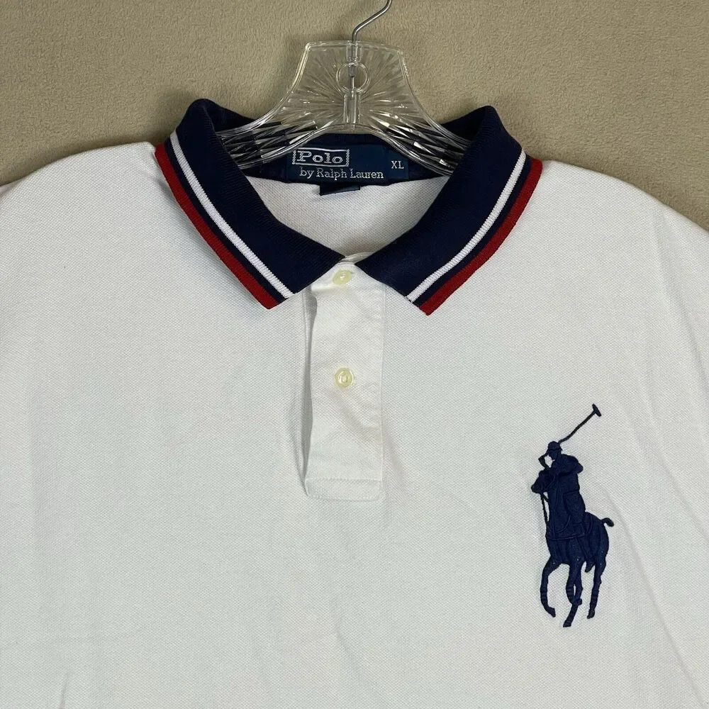 Polo by Ralph Lauren Polo Shirt Mens XL‎ White Big Pony Embroidered 2005 US Open